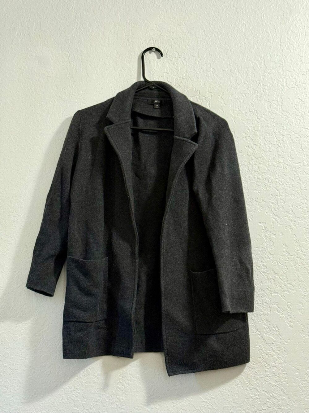 J. Crew Open Front Sweater Blazer Gray Merino Wool blend M